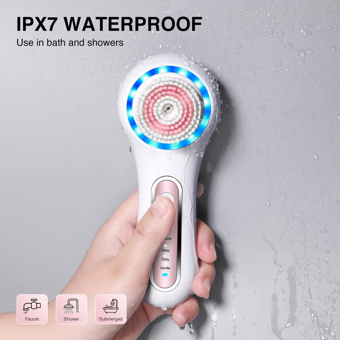 Face Scrubber Exfoliator,Facial Cleansing Brush Rechargeable IPX7 Waterproof with 5 Brush Heads,Electric Face Spin Brush for Exfoliating, Massaging and Deep Cleansing