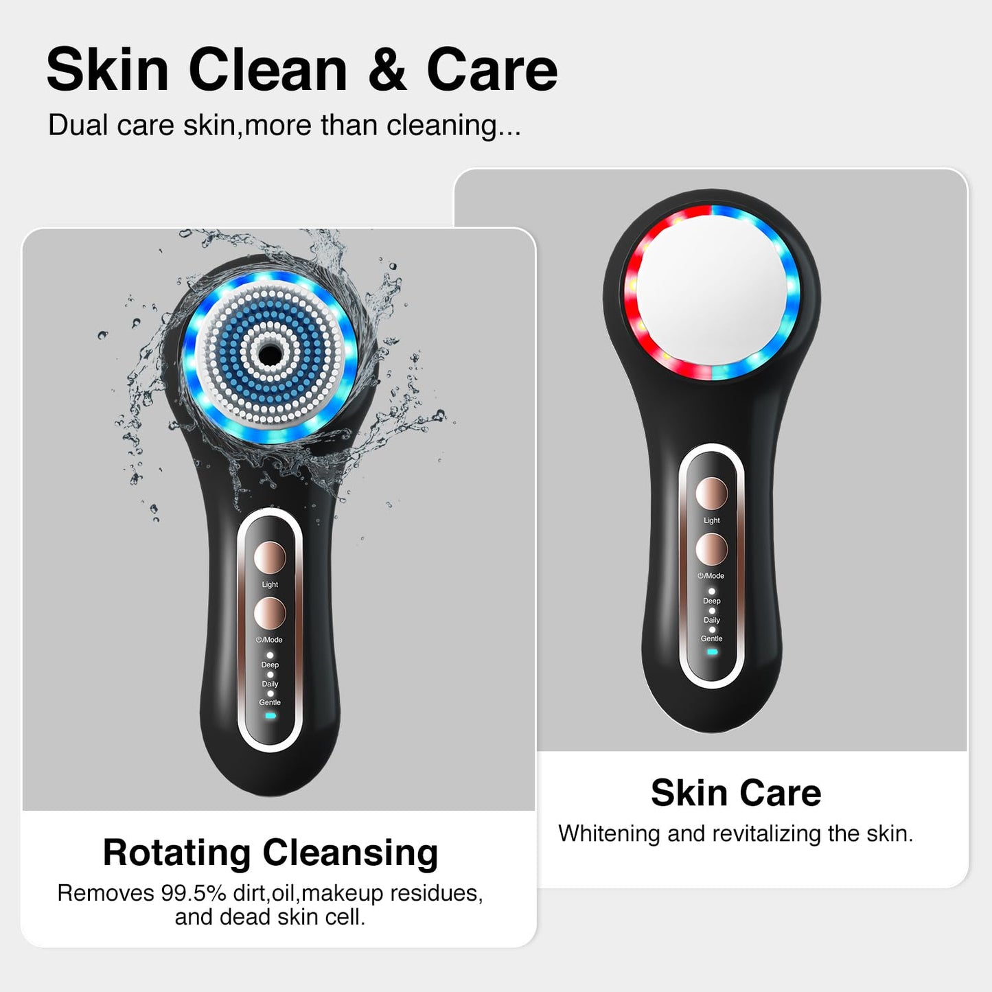 Face Scrubber Exfoliator,Facial Cleansing Brush Rechargeable IPX7 Waterproof with 5 Brush Heads,Electric Face Spin Brush for Exfoliating, Massaging and Deep Cleansing