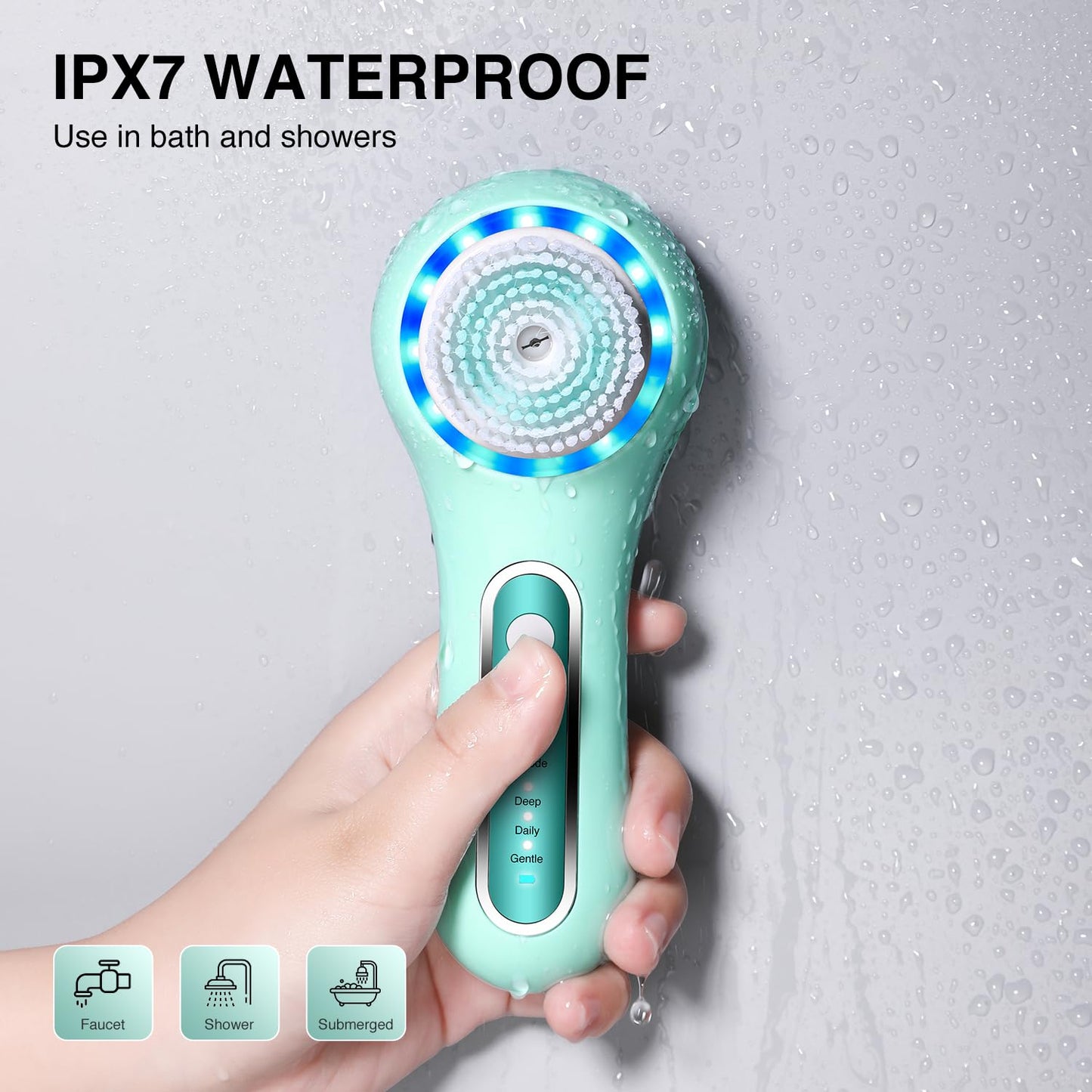 Face Scrubber Exfoliator,Facial Cleansing Brush Rechargeable IPX7 Waterproof with 5 Brush Heads,Electric Face Spin Brush for Exfoliating, Massaging and Deep Cleansing