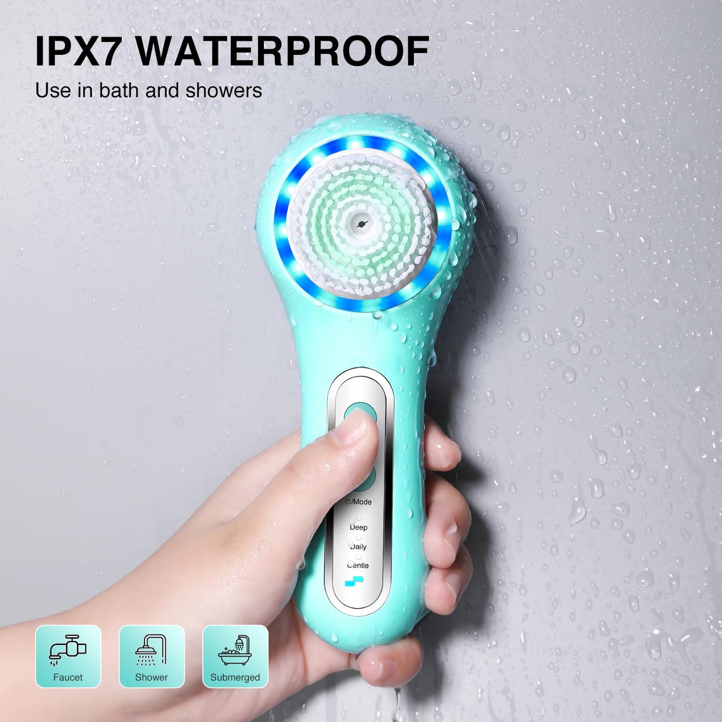 Face Scrubber Exfoliator,Facial Cleansing Brush Rechargeable IPX7 Waterproof with 5 Brush Heads,Electric Face Spin Brush for Exfoliating, Massaging and Deep Cleansing