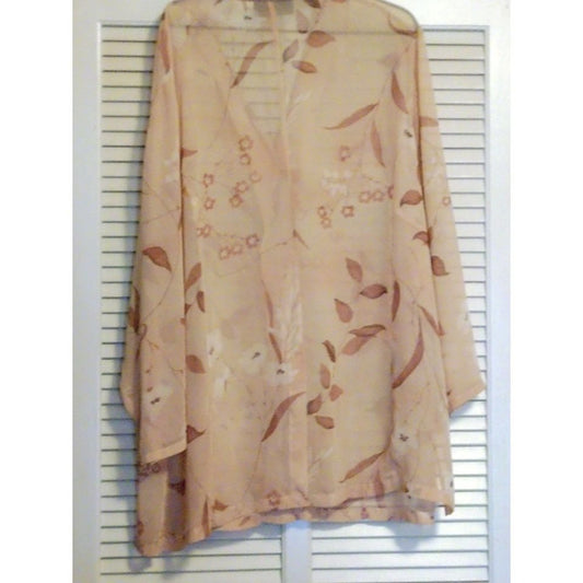 Lane Bryant Beige Falling Flowers Leaves Sheer Blouse